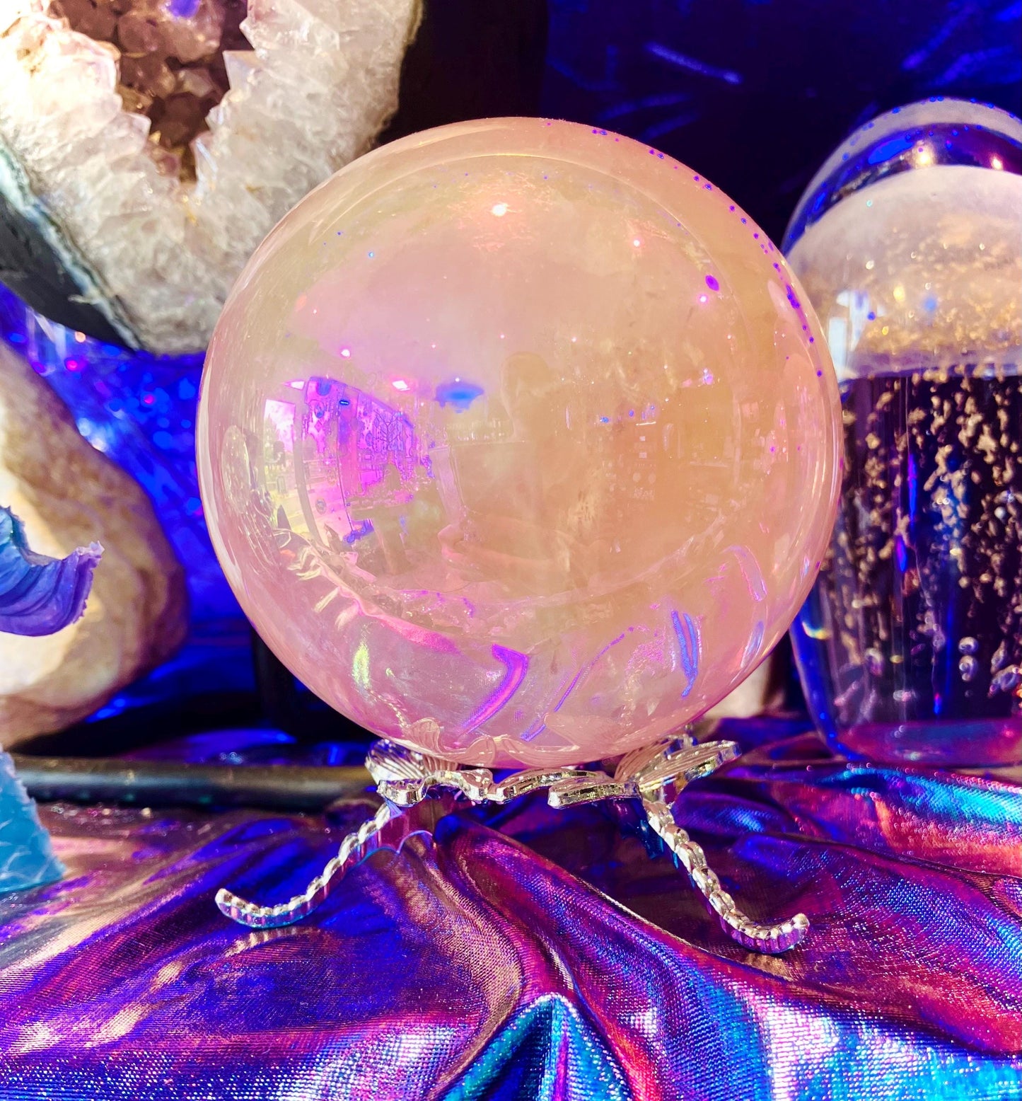 Sphère de quartz rose aura angel