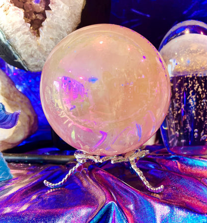 Sphère de quartz rose aura angel
