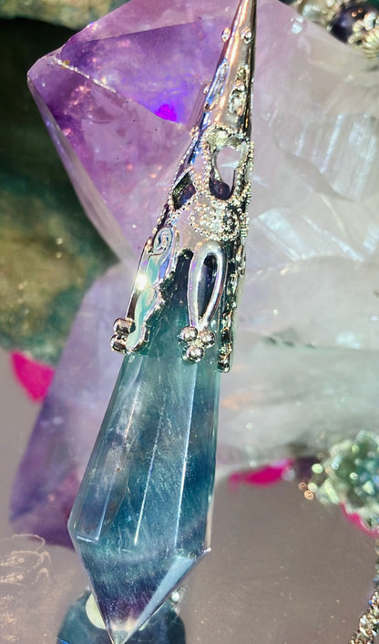 Pendule unique exceptionnel fluorite bleue