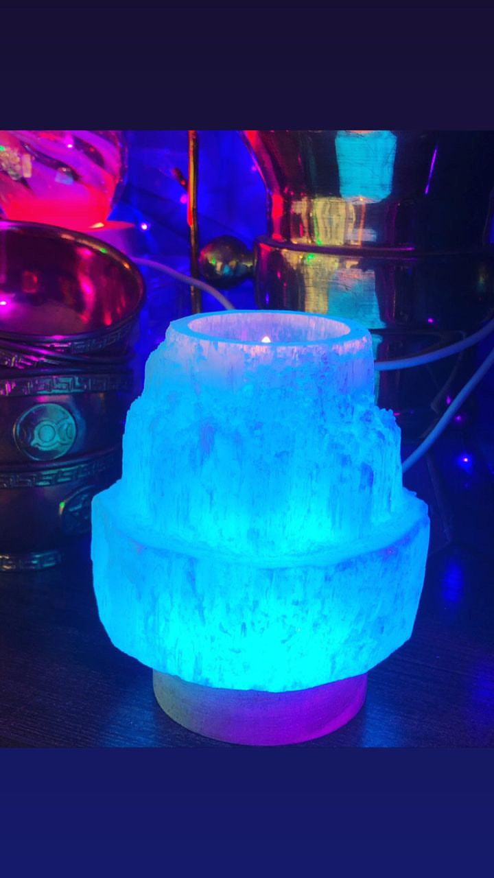 Lampe usb en bougeoir de selenite