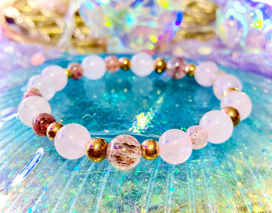 Strawberry rose quartz soothing bracelet