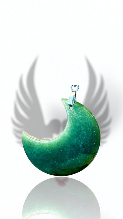 Green Aventurine Crescent Moon Pendant