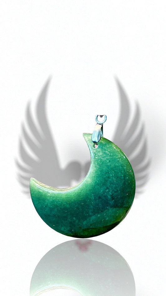 Green Aventurine Crescent Moon Pendant