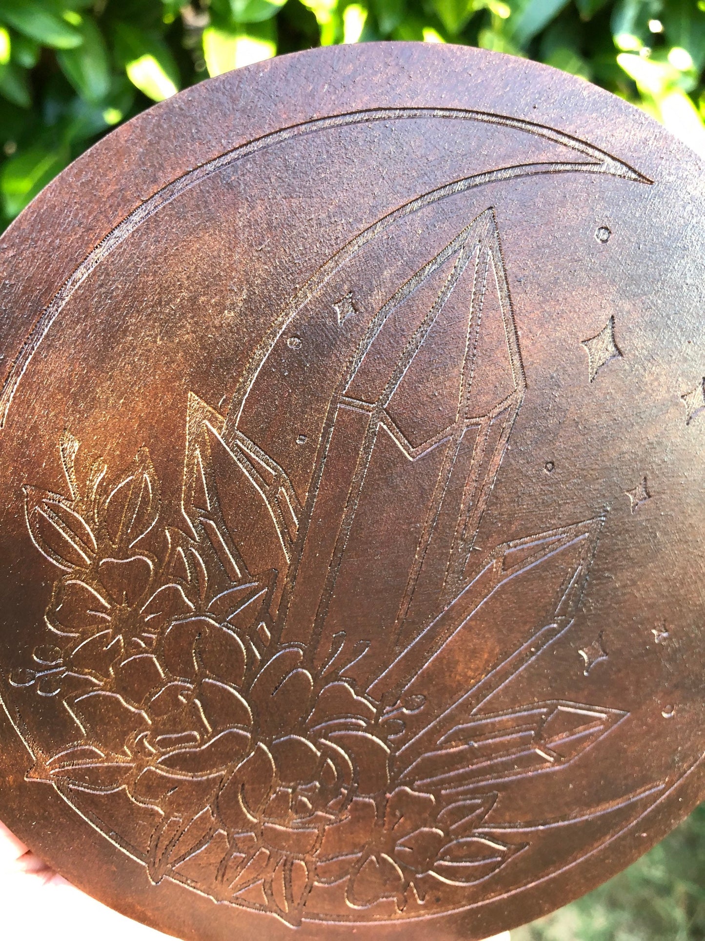 Planche à pendule croissant de lune pointe de cristal ouija