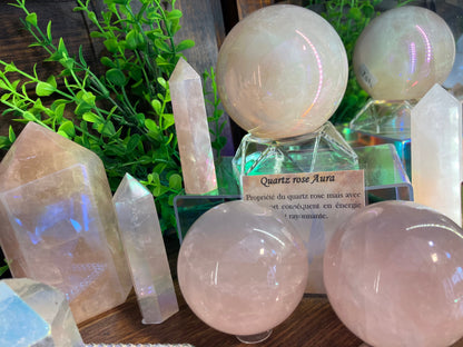 Sphère de quartz rose aura angel