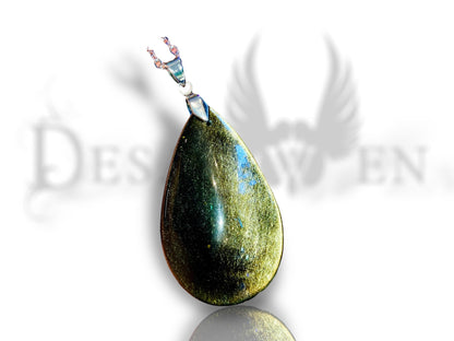 XL golden obsidian drop pendant