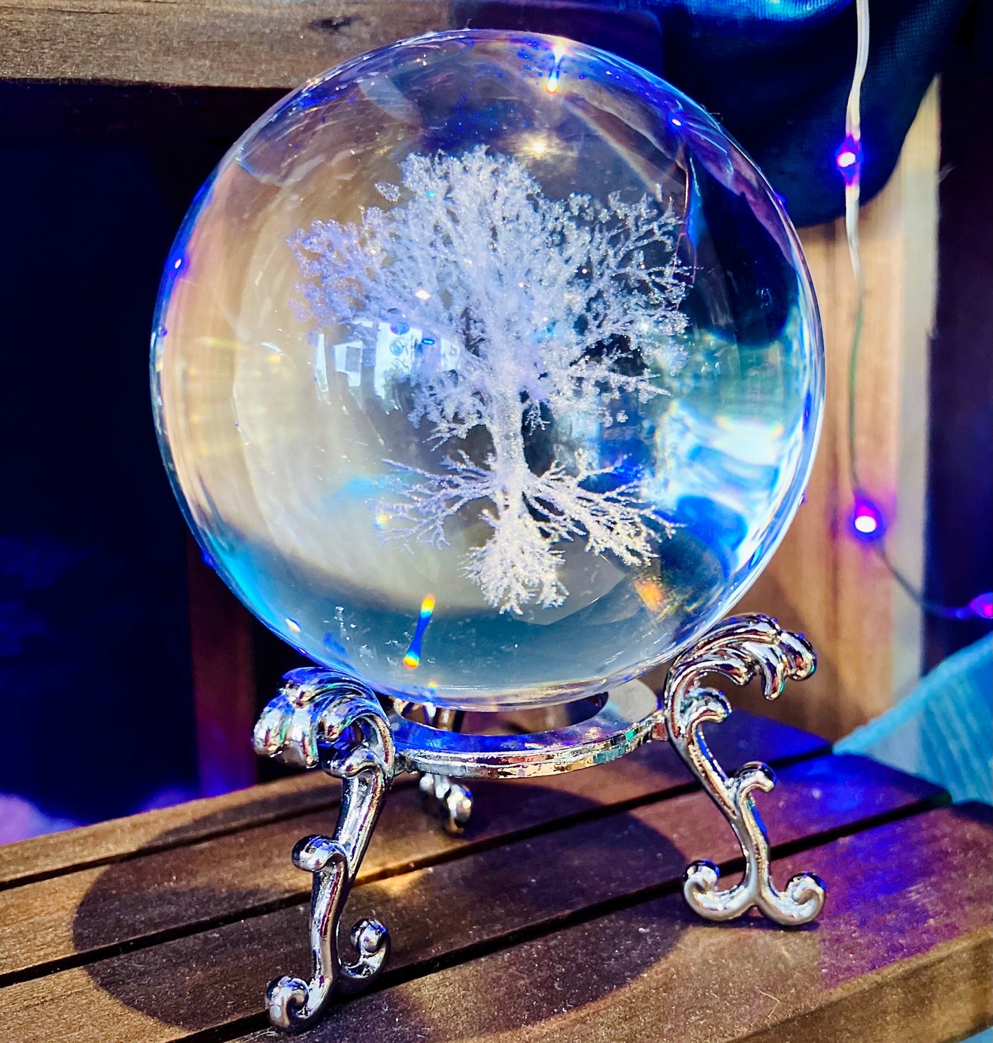 feng shui glass crystal sphere Yggdrasil tree of life