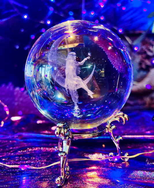 feng shui glass crystal sphere crescent moon