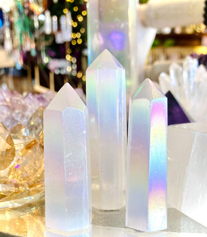 Pointe selenite aura