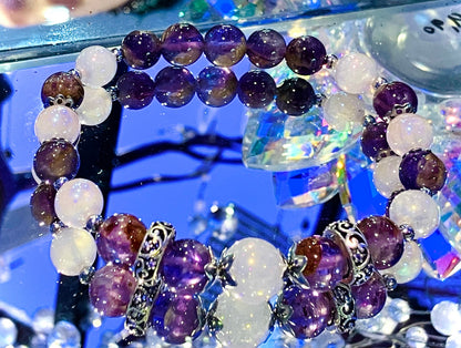 Amethyst calming purification bracelet rose quartz aura amethyst