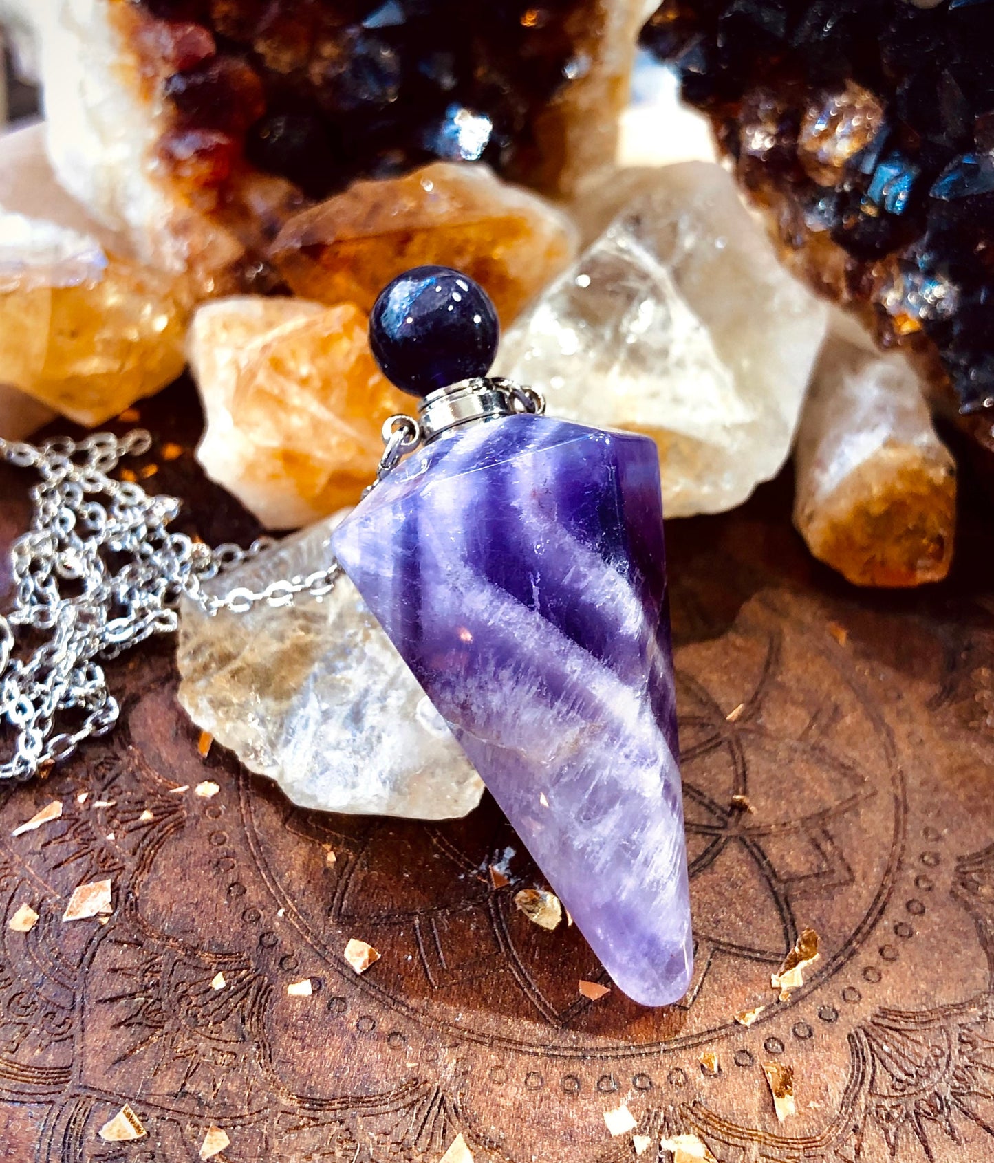 Amethyst pendant bottle