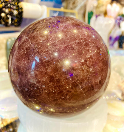 Sphere geante de quartz fraise pièce unique 1,160kg