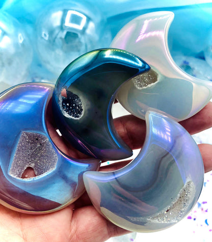 Druzy Mond in Aura Engel Achat