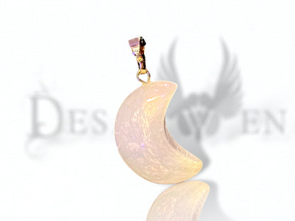 Angel Aura Crystal Crescent Moon Pendant
