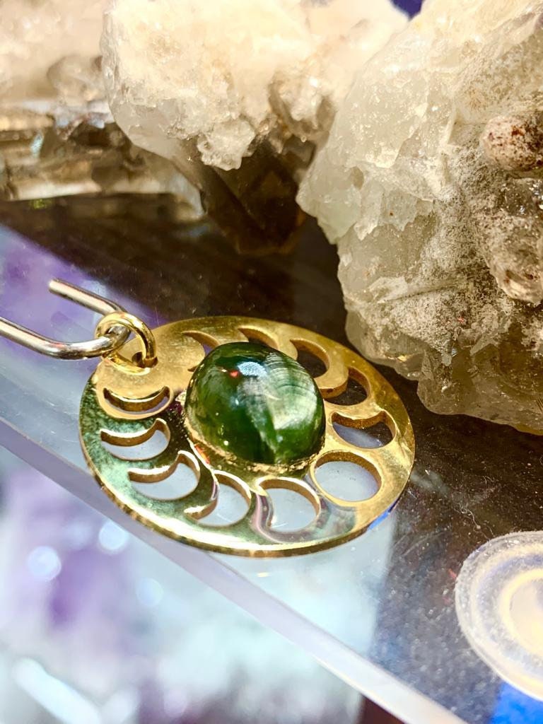 Seraphinite stainless steel moonphase pendant