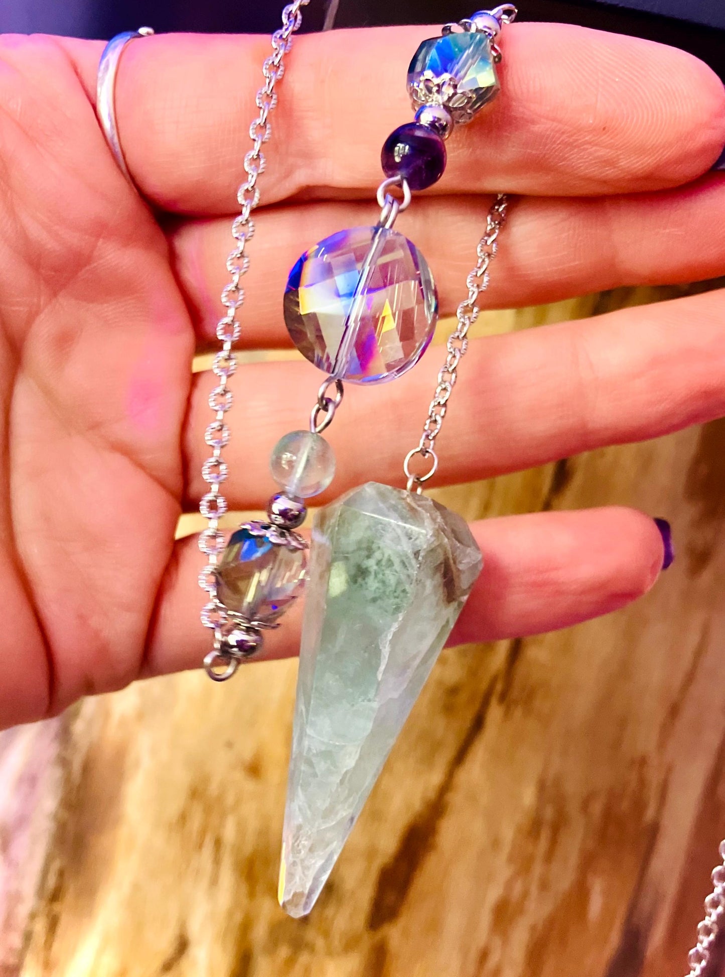 Pendule pointe pierre fluorite fluorine verte