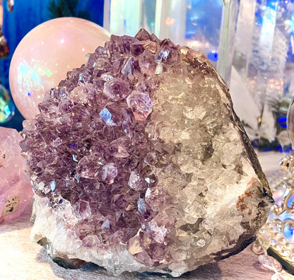 Druze amethyst two-tone sawn base