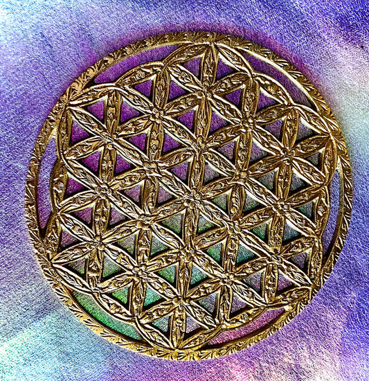 Brass flower of life grid plate