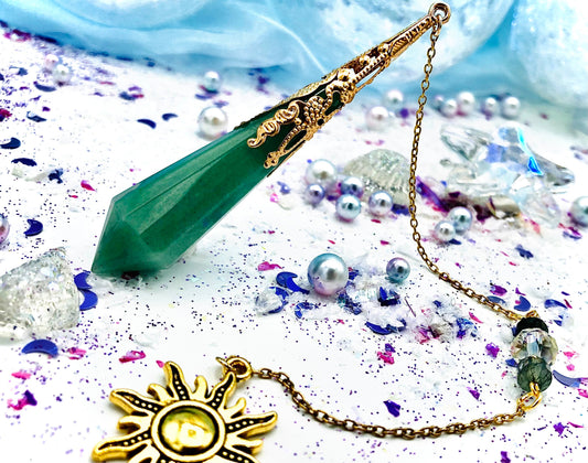 Pendule aventurine verte et quartz rutile vert