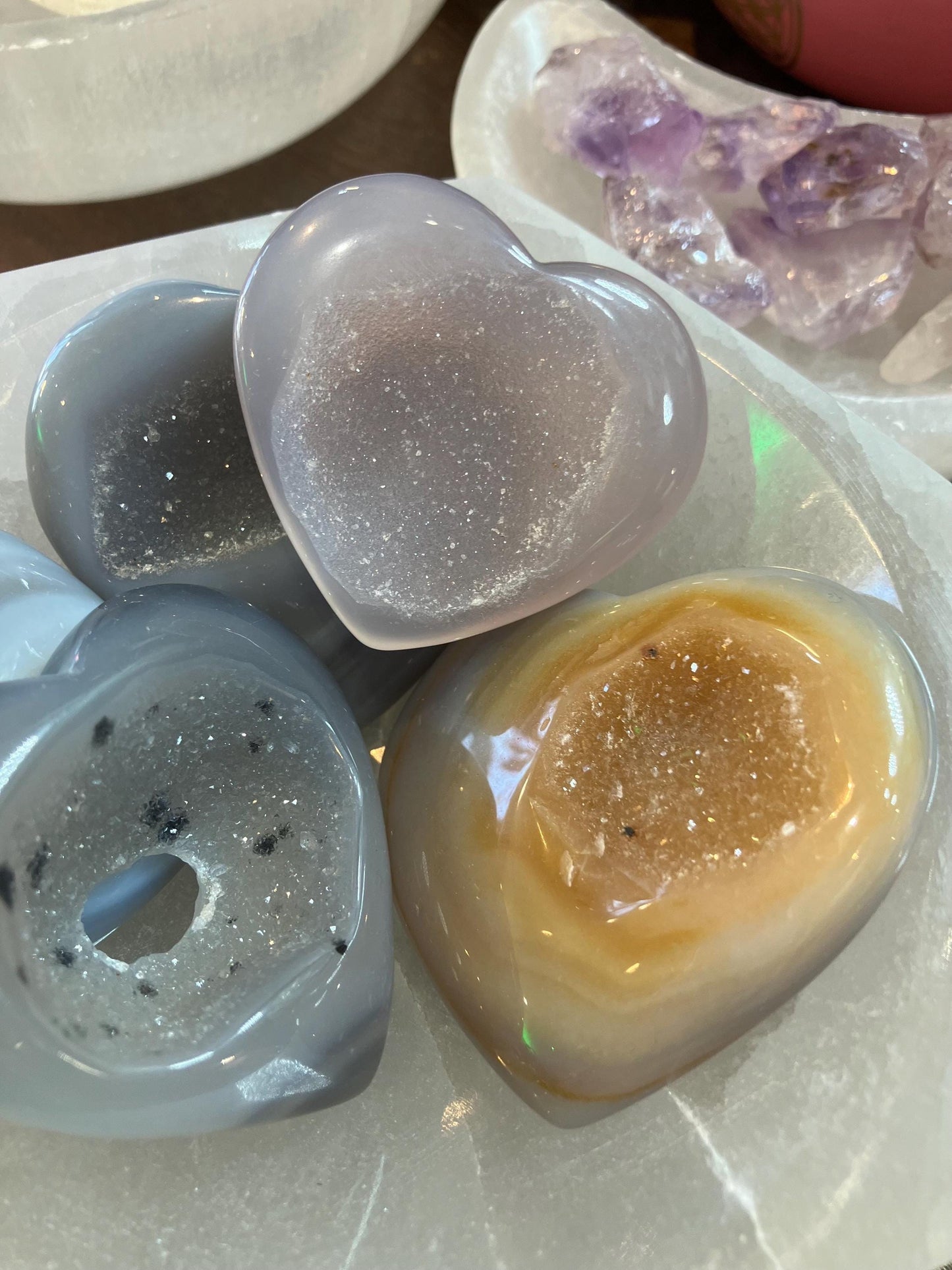 Coeur en agate Druzy