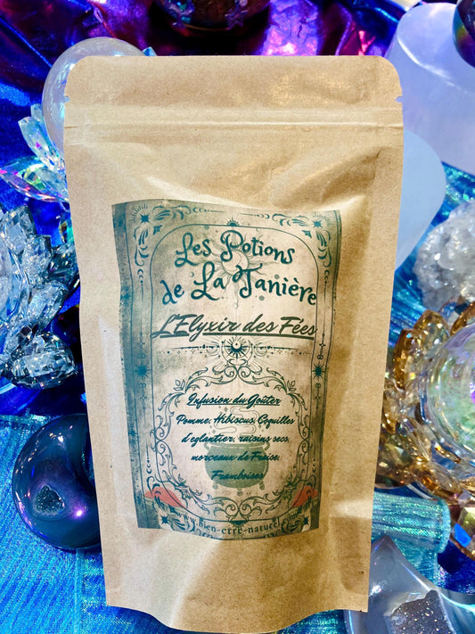 Herbal tea L'elyxir des fairies hibiscus apple rosehip strawberry raspberry