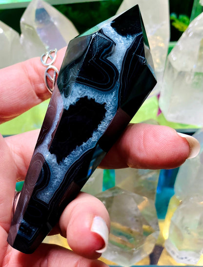 Pointe onyx agate noire