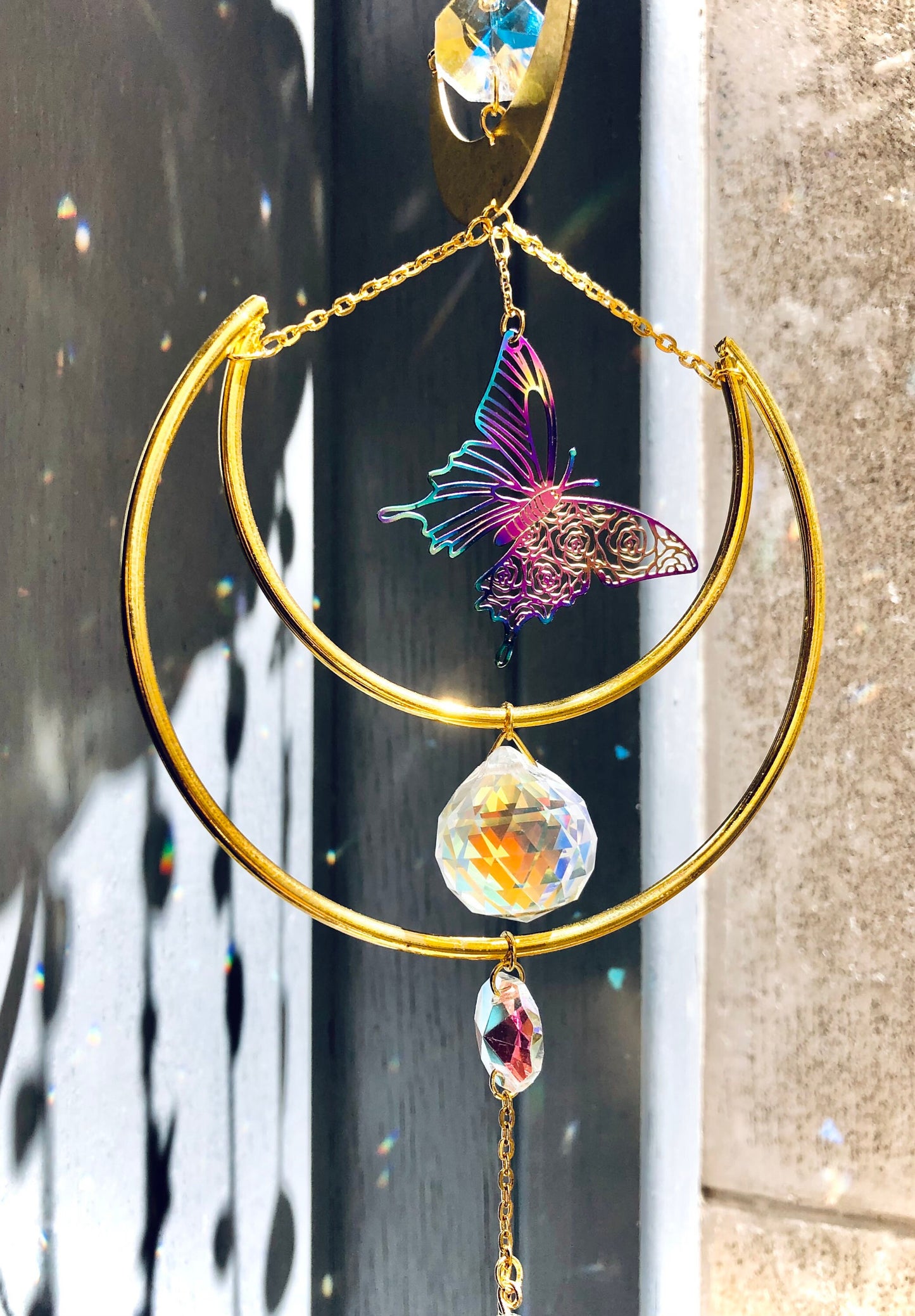 magic anti-stress rainbow and iridescent metal butterfly