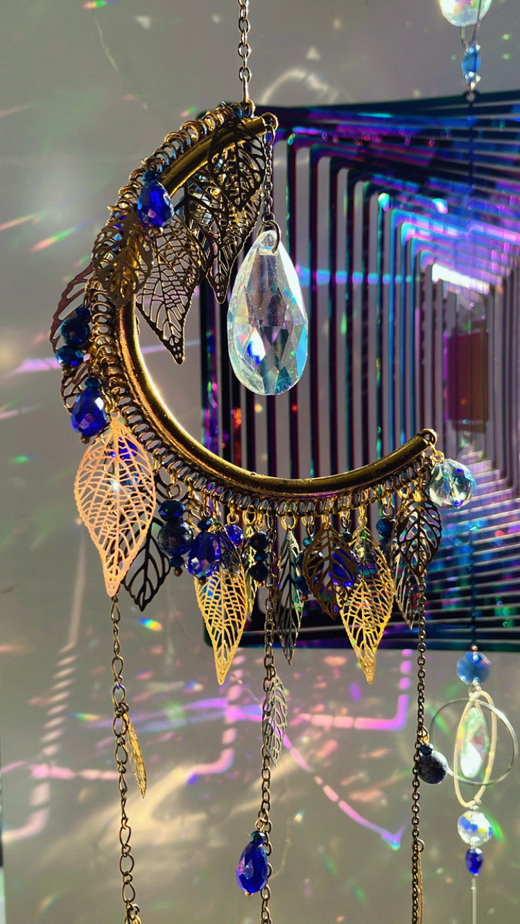Rainbow half moon anti stress meditation lapis lazuli