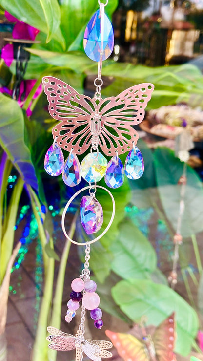 arc en ciel papillon quartz rose aura angel amethyste