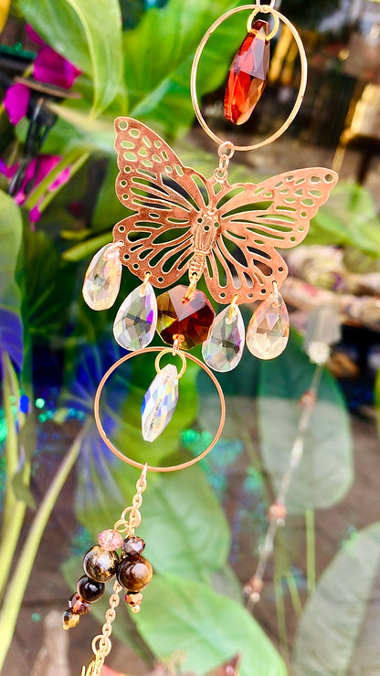 Regenbogen Schmetterling Tigerauge Bronzit