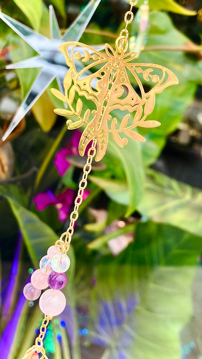 Regenbogen Schmetterling Rosenquarz Kristall Aura Engel Amethyst