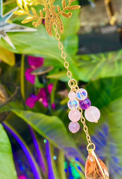 Regenbogen Schmetterling Rosenquarz Kristall Aura Engel Amethyst