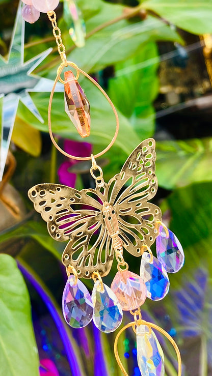 Regenbogen Schmetterling Rosenquarz Kristall Aura Engel Amethyst