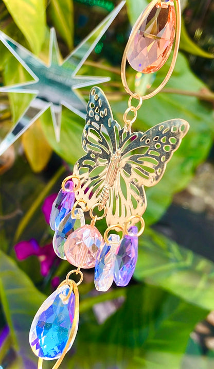 Regenbogen Schmetterling Rosenquarz Kristall Aura Engel Amethyst