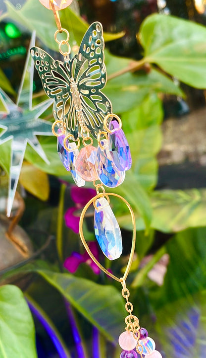 Regenbogen Schmetterling Rosenquarz Kristall Aura Engel Amethyst