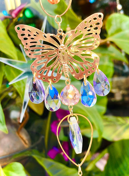 arc en ciel papillon quartz rose cristal aura angel amethyste