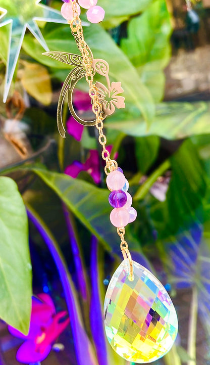 Regenbogen Schmetterling Rosenquarz Kristall Aura Engel Amethyst