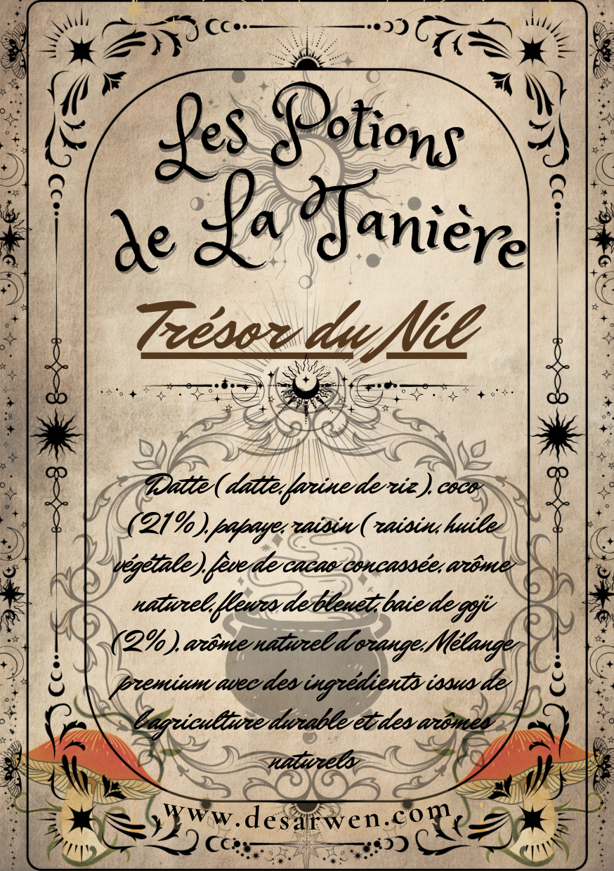 Herbal tea Cleopatra's potion date verbena passionflower guarana rose petal