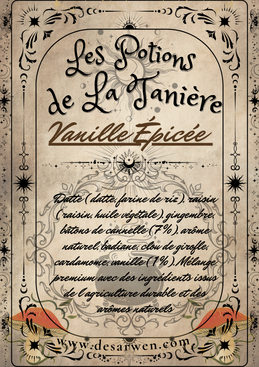 Herbal tea Cleopatra's potion date verbena passionflower guarana rose petal