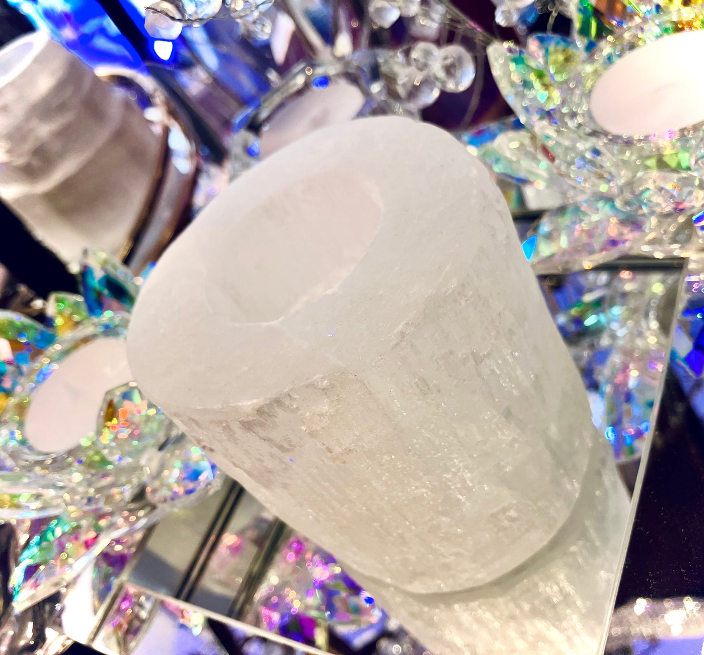 Lampe usb en bougeoir de selenite