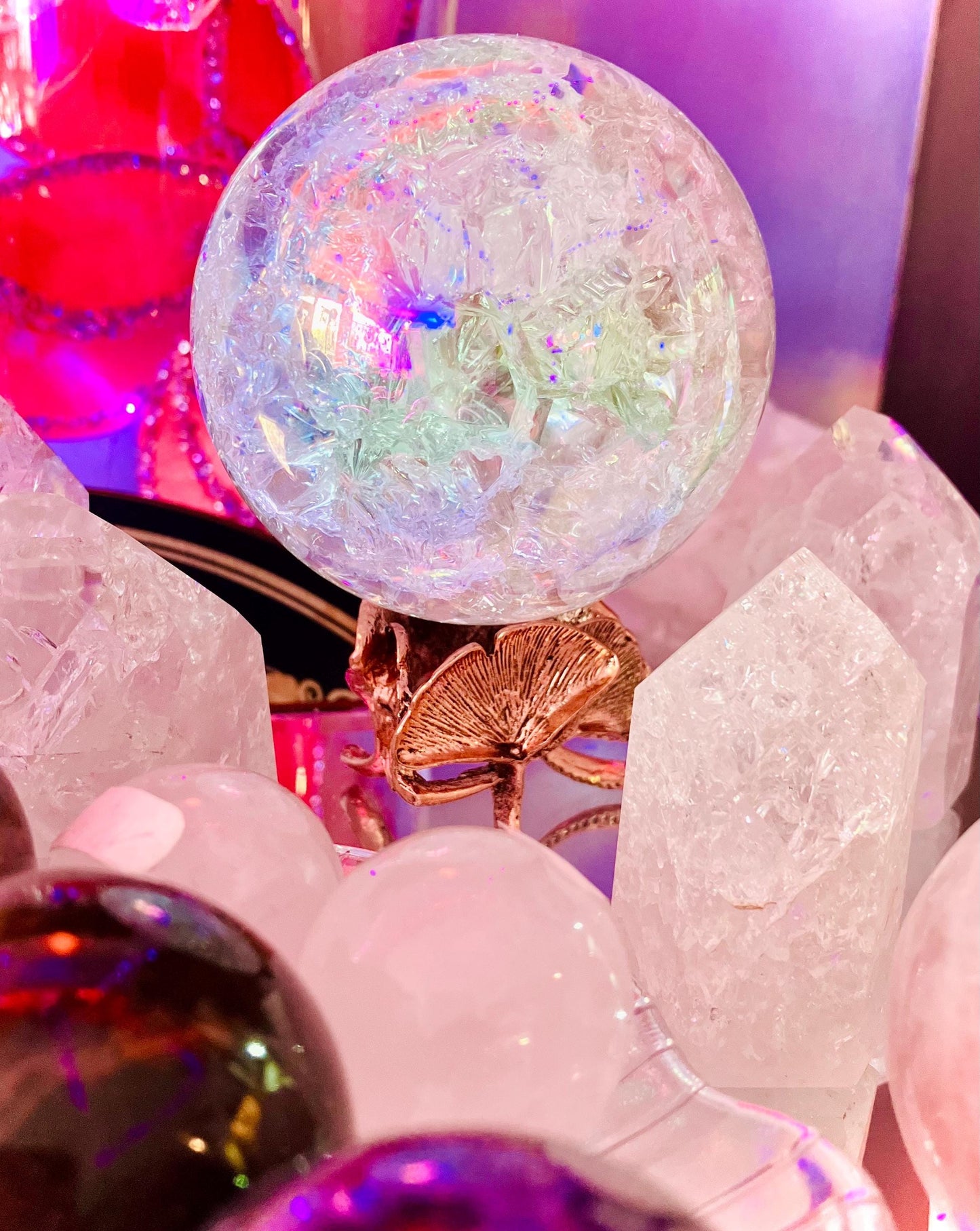 Aura Angel Cracked Crystal Sphere