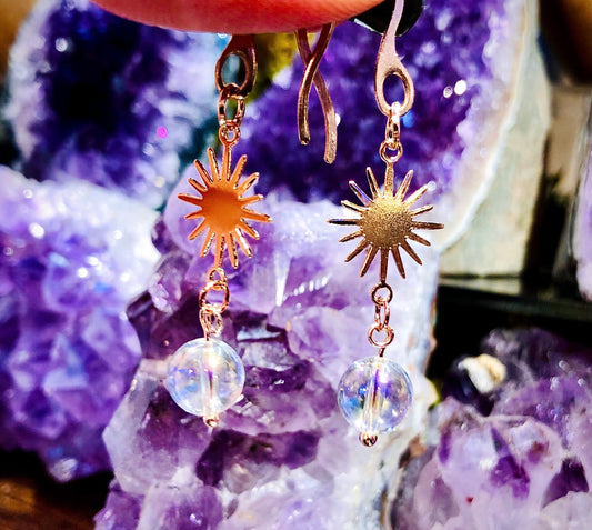 Aura crystal sun earring