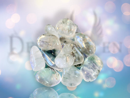 Tumbled green rutile quartz