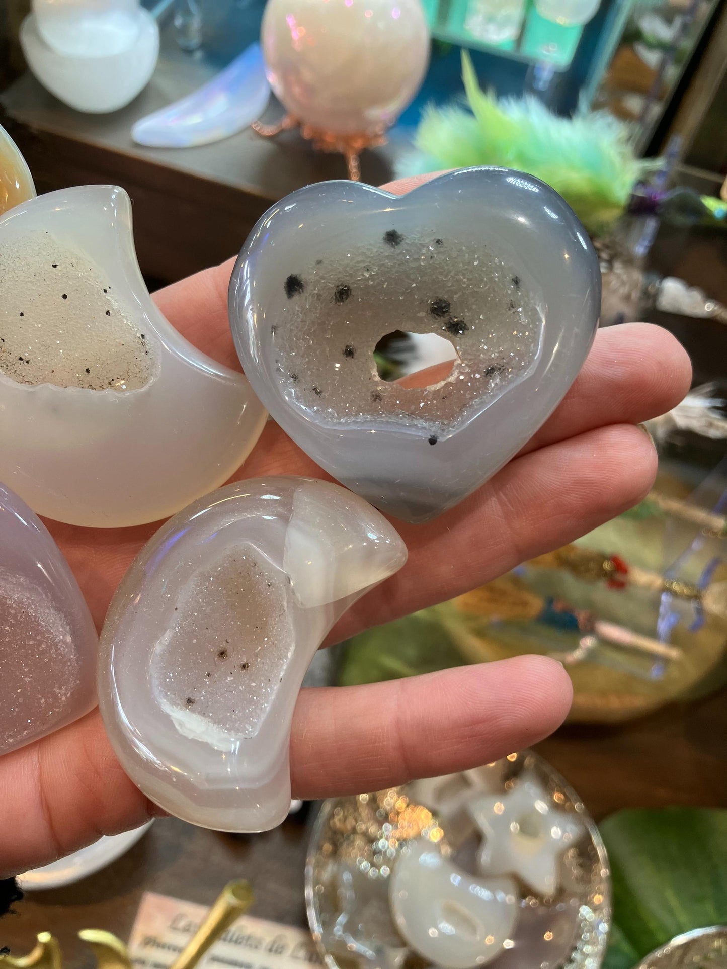 Coeur en agate Druzy