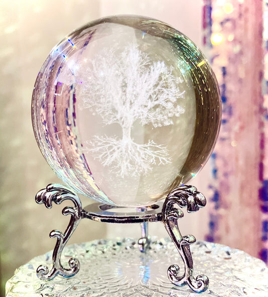 feng shui glass crystal sphere Yggdrasil tree of life