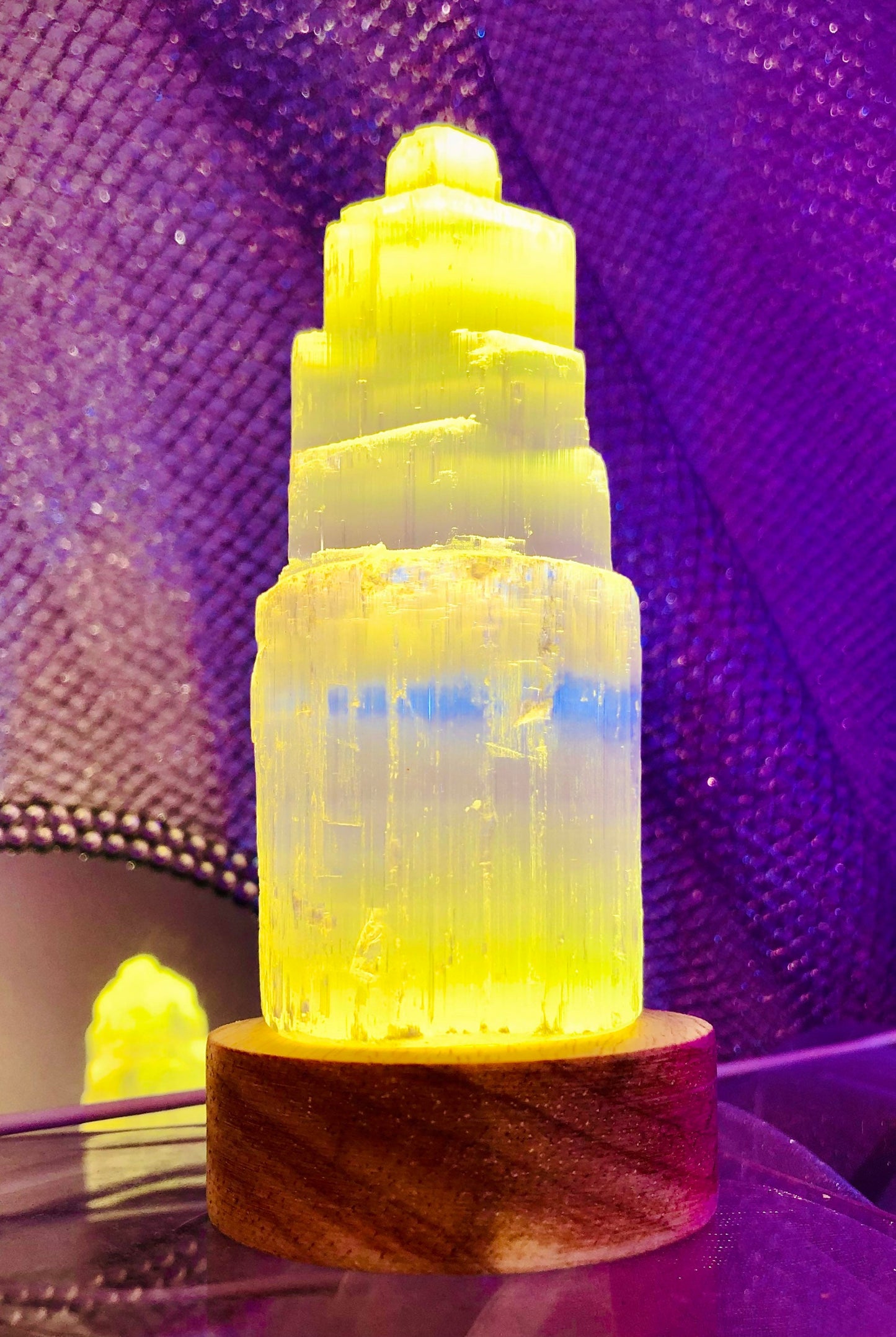 Lampe usb en selenite mystique
