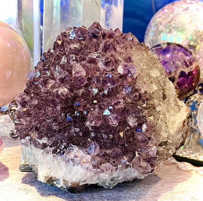 Druze amethyste base sciee bicolore