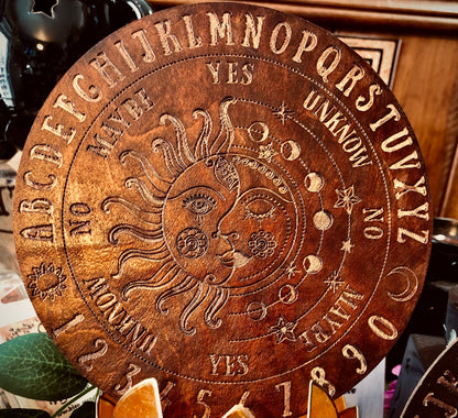 Wooden Moon Sun Ouija Pendulum Board Size S