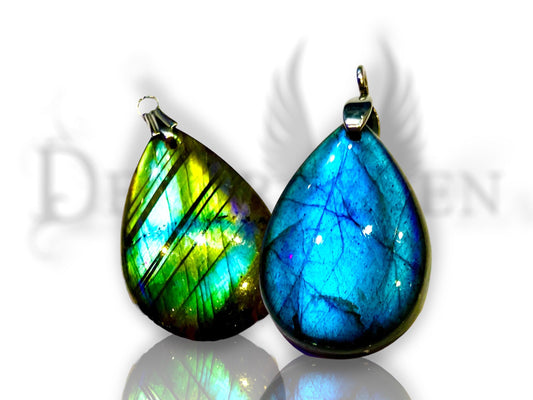 Flash labradorite flat drop pendant