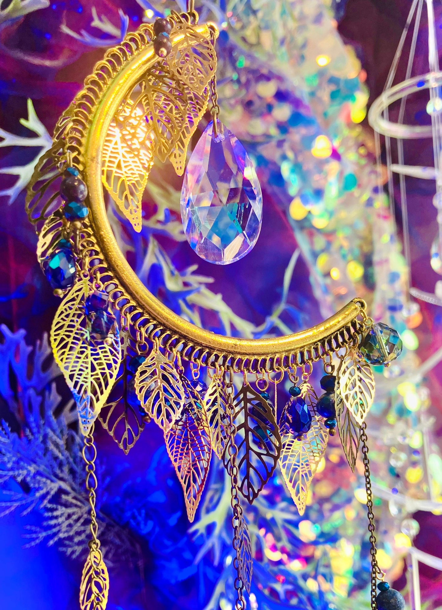 Rainbow half moon anti stress meditation lapis lazuli